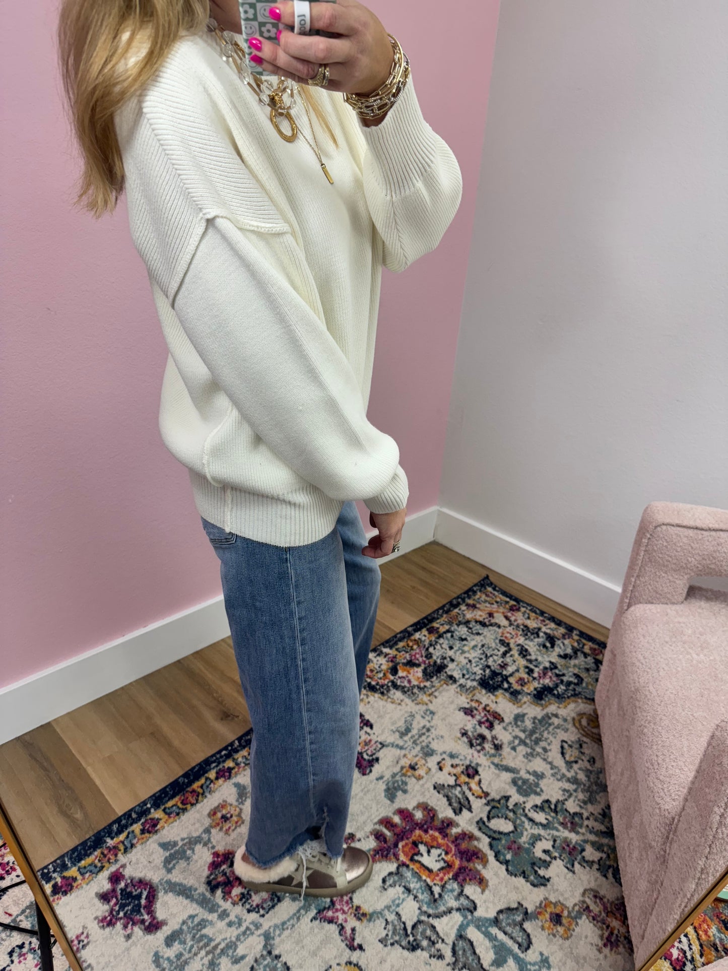 Ivory Classic Round Neck Sweater