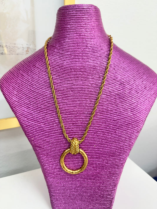 Antique Gold Rope Chain Pendant Necklace