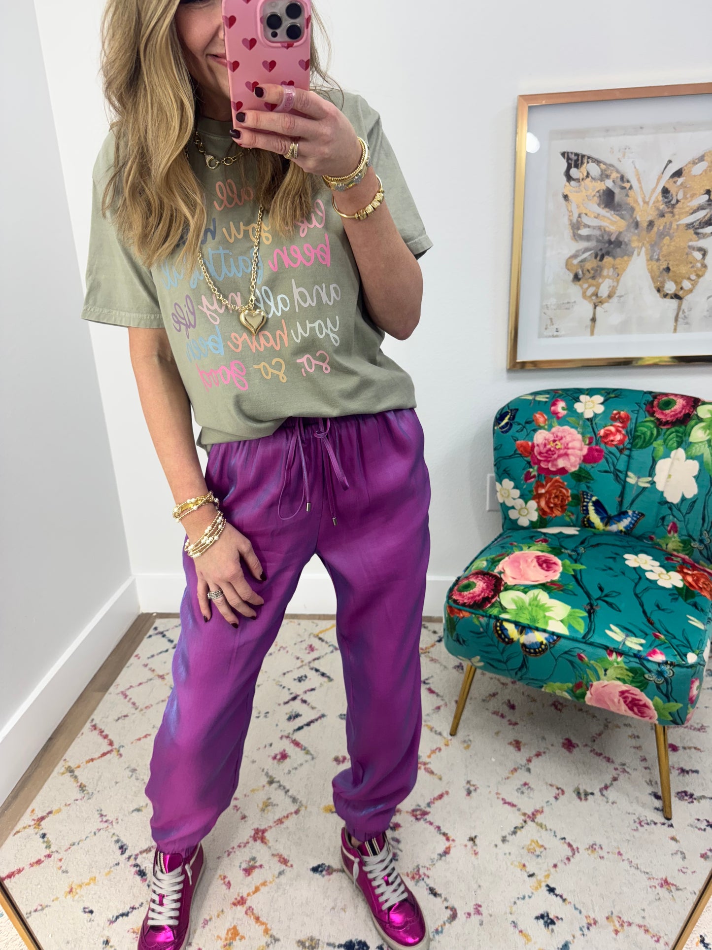 Purple Metallic Jogger Pants