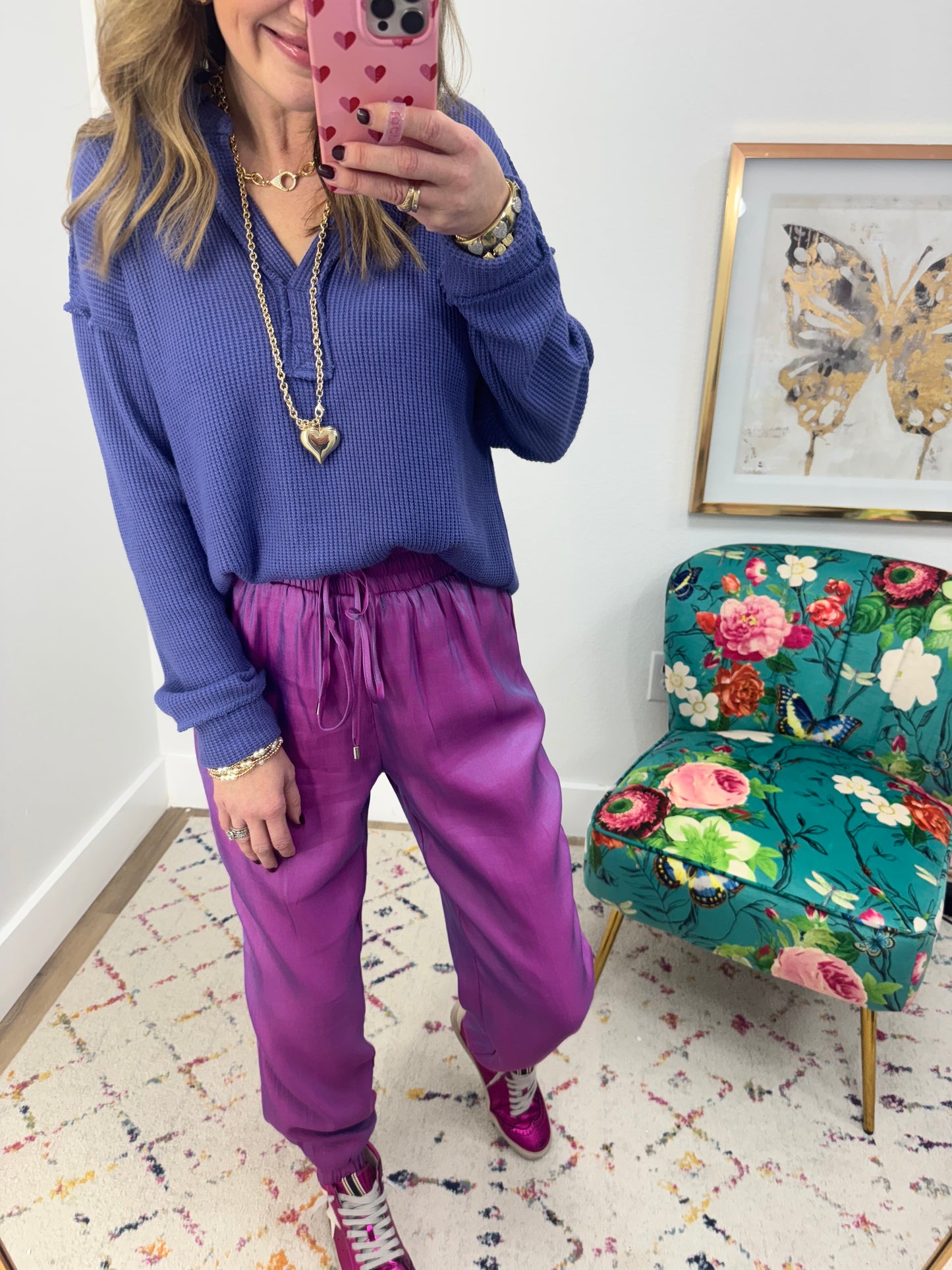 Purple Metallic Jogger Pants