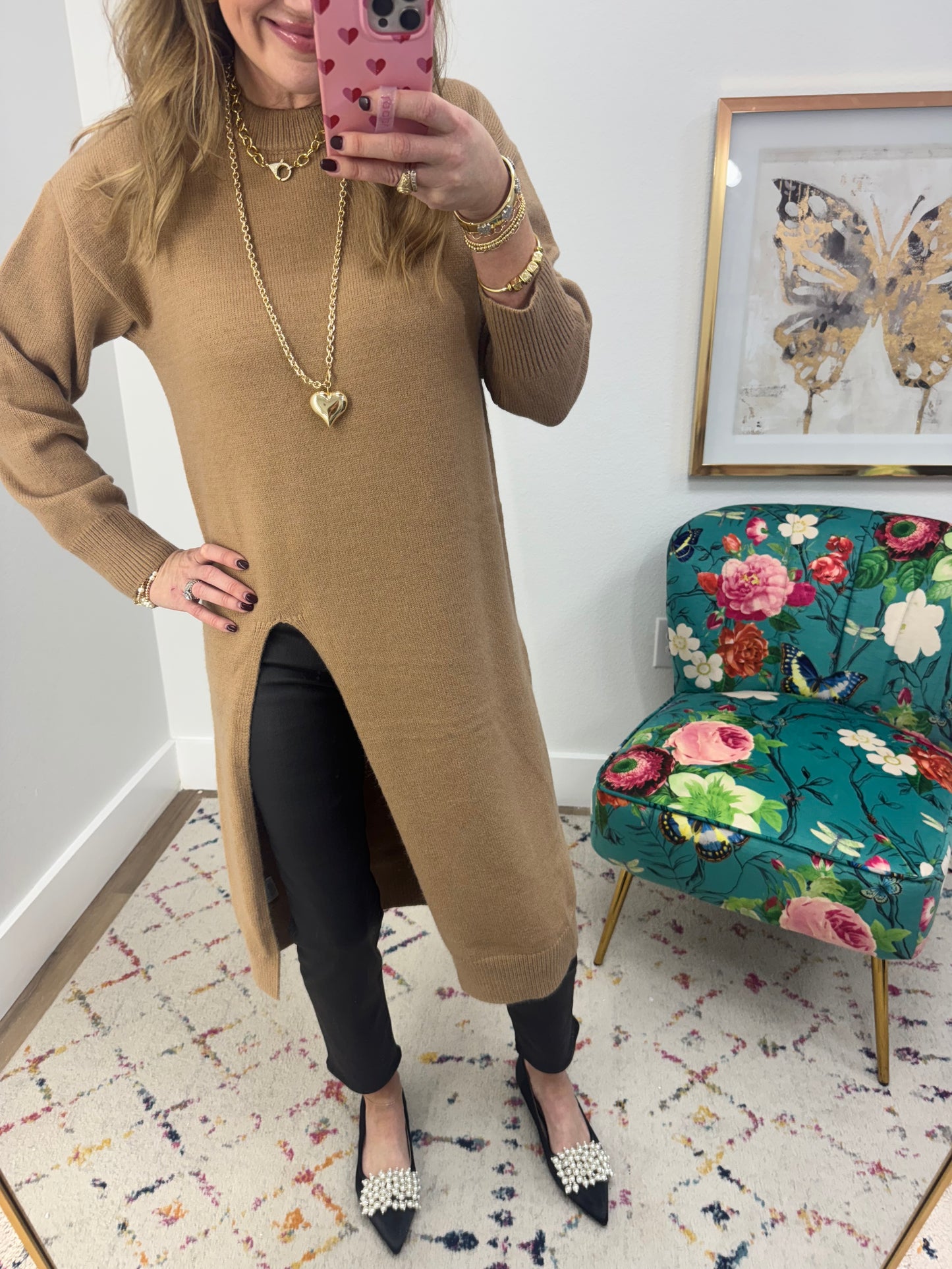 Tan Split Seam Sweater