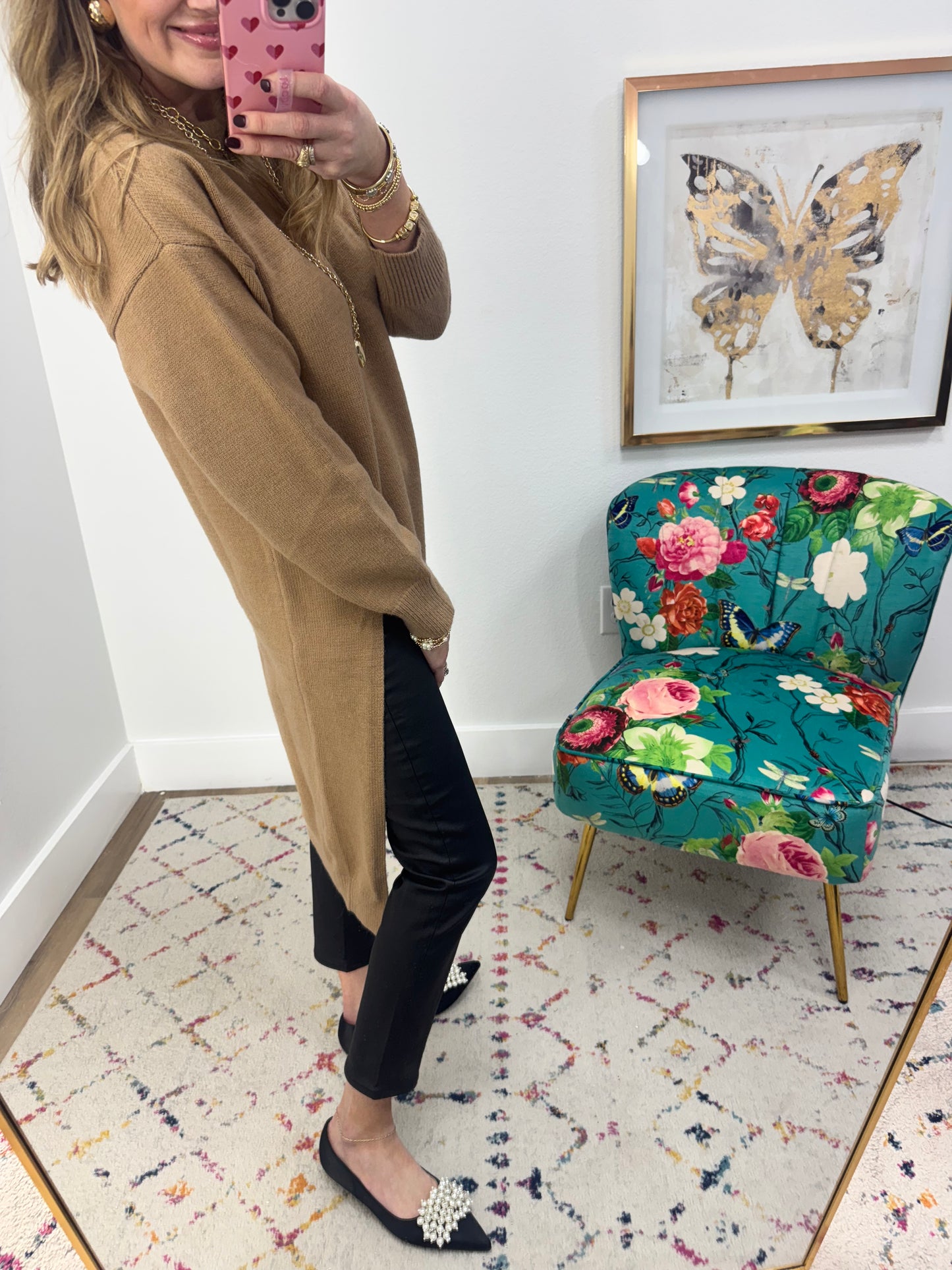 Tan Split Seam Sweater