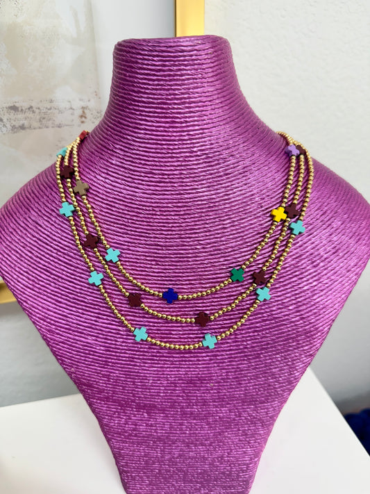 Colored Cross Bead Necklace (3 options)