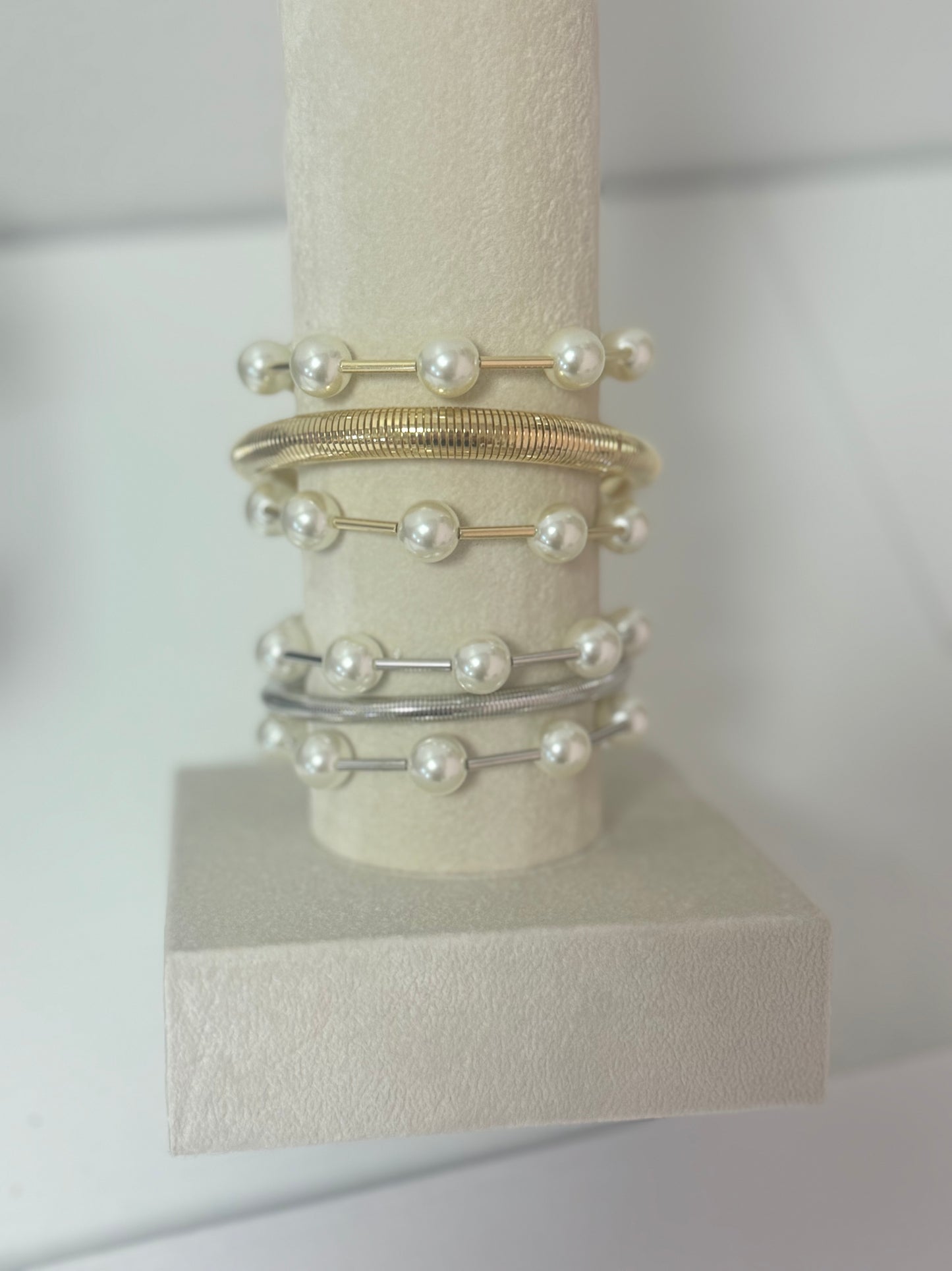 J Three Strand Bracelet Set (Silver and Gold)