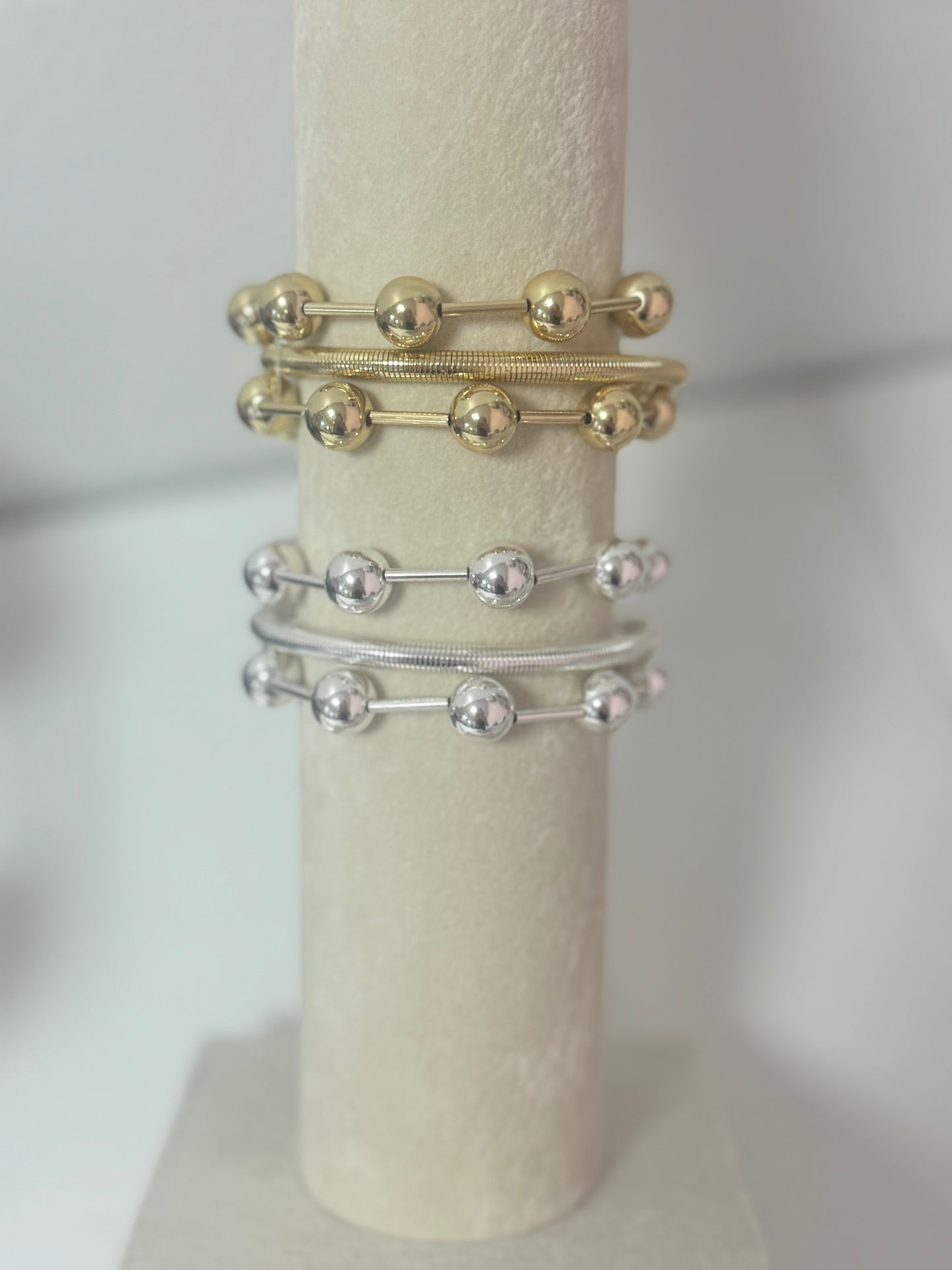 J Three Strand Bracelet Set (Silver and Gold)