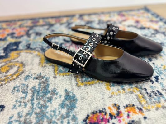 Black Sling Back Mules FS