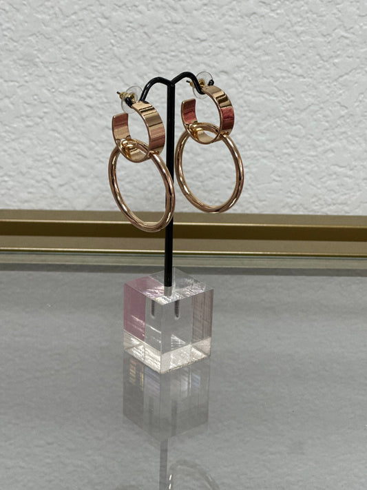 Gold Double Ring Hoop Earring