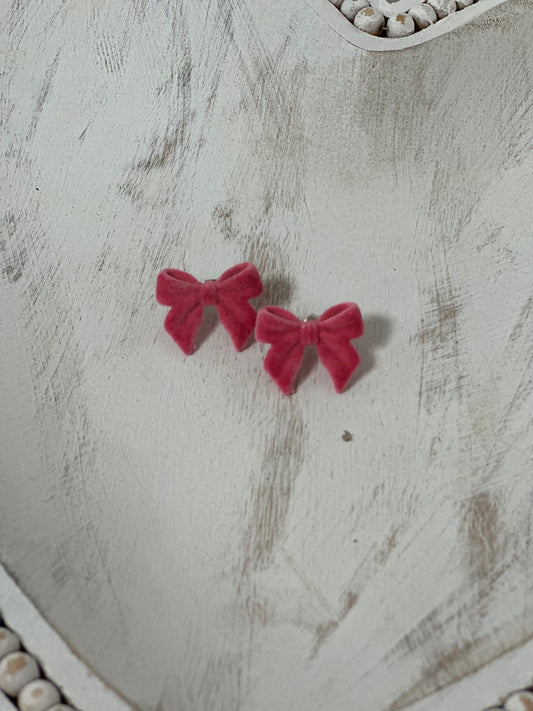 Pink Bow Stud Earrings