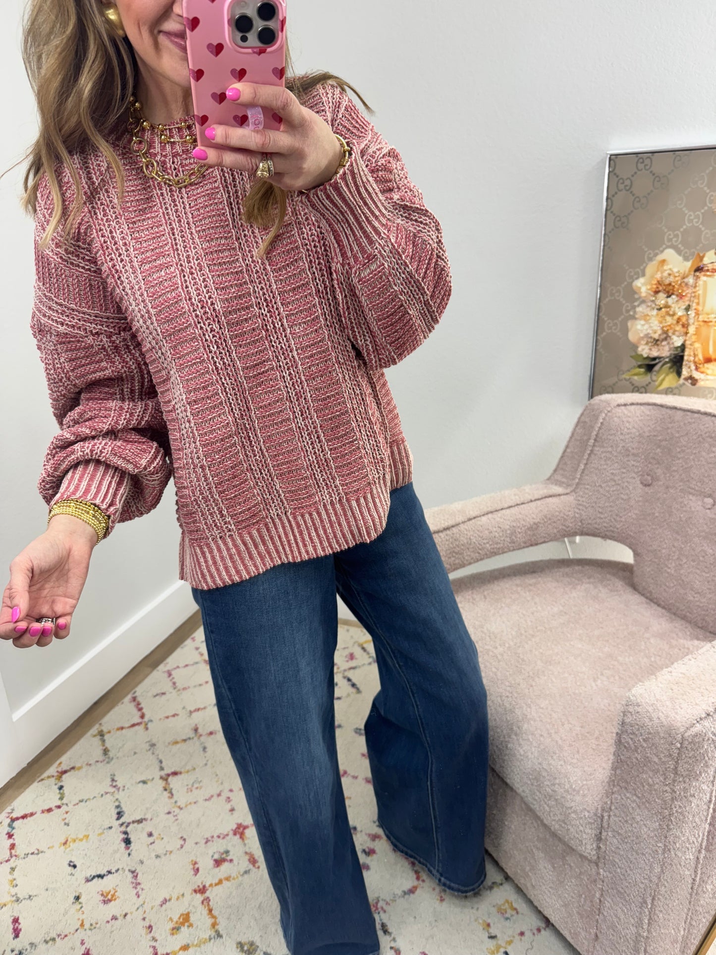 Mauve Two Tone Sweater Top