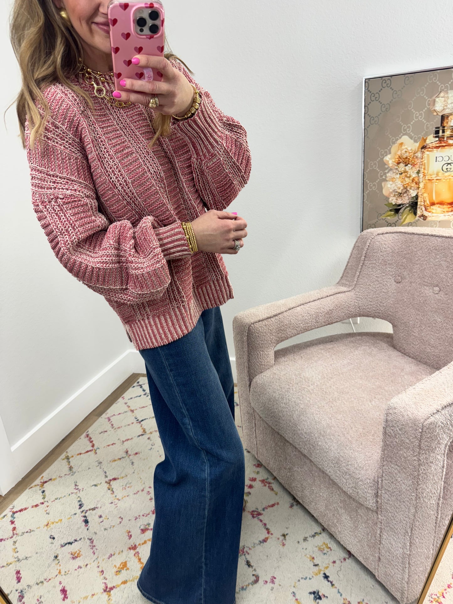 Mauve Two Tone Sweater Top