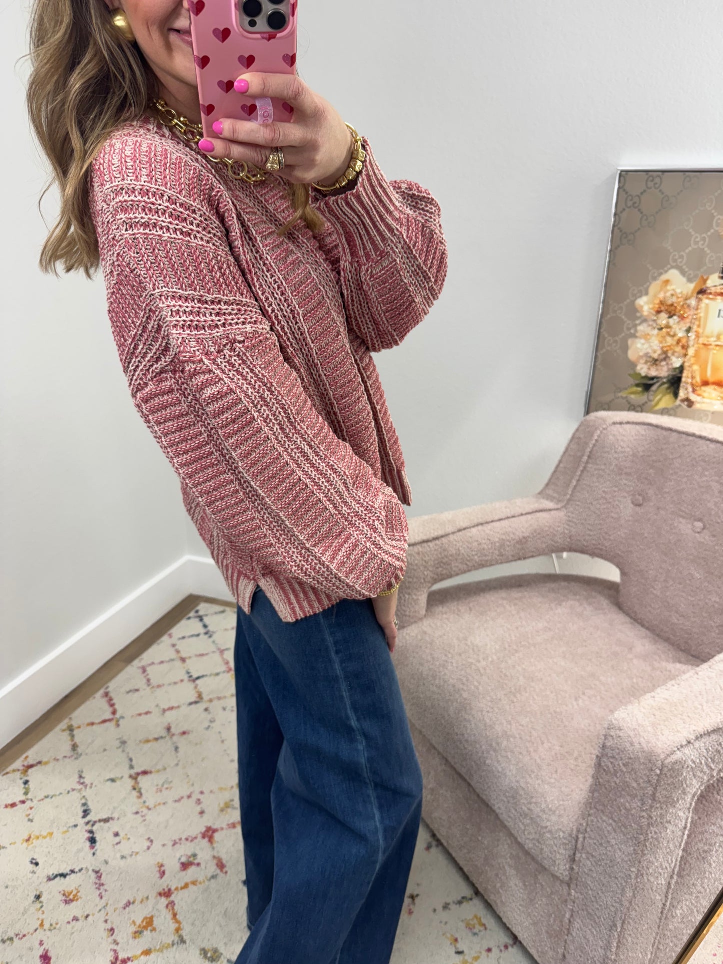 Mauve Two Tone Sweater Top