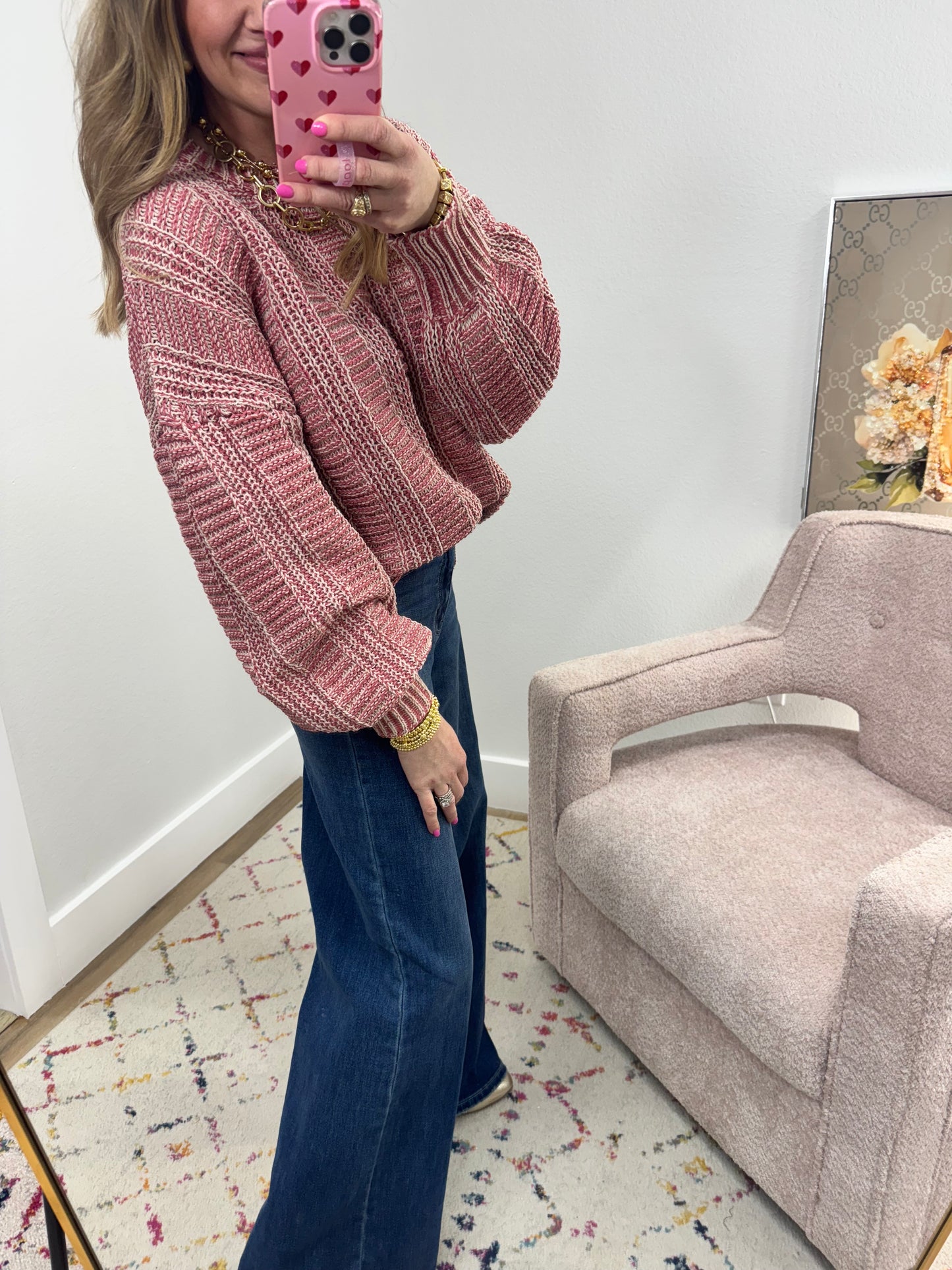 Mauve Two Tone Sweater Top