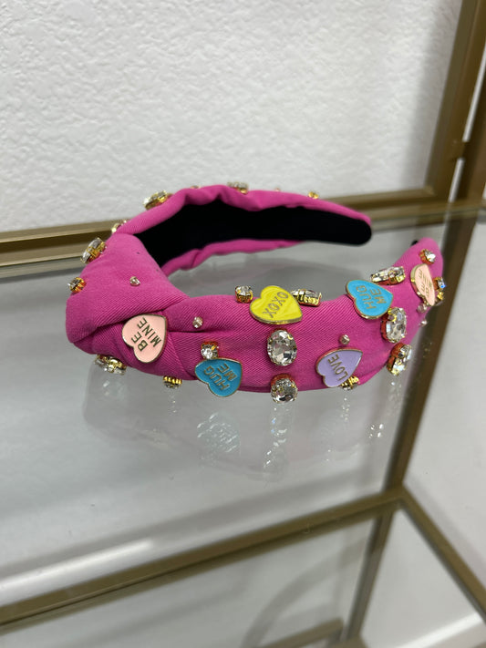 Dark Pink Conversation Heart Headband