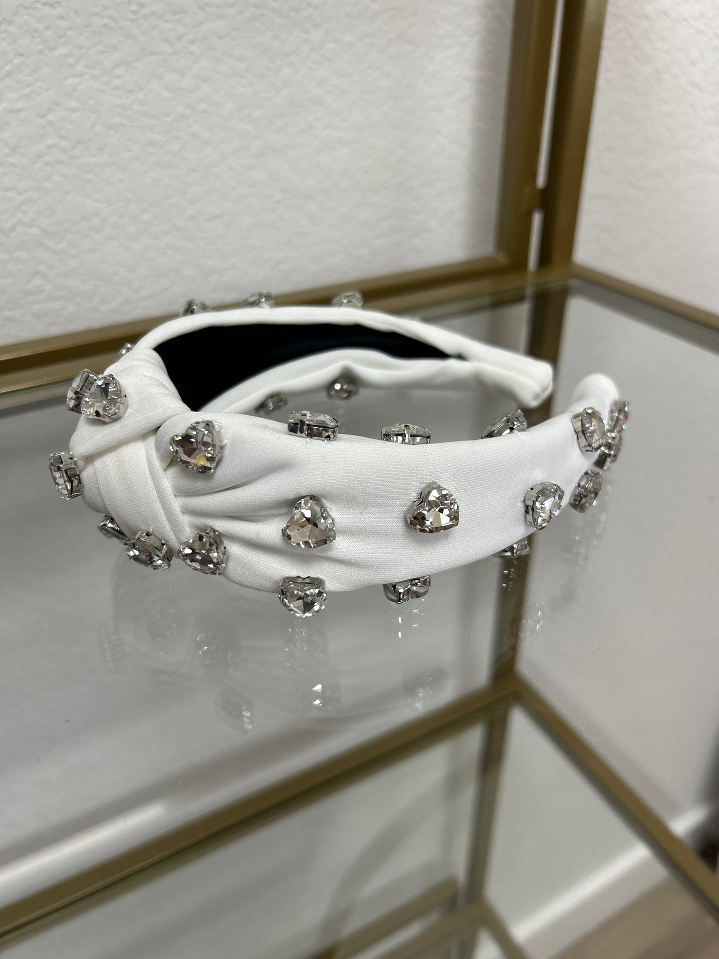 White Crystal Heart Headband