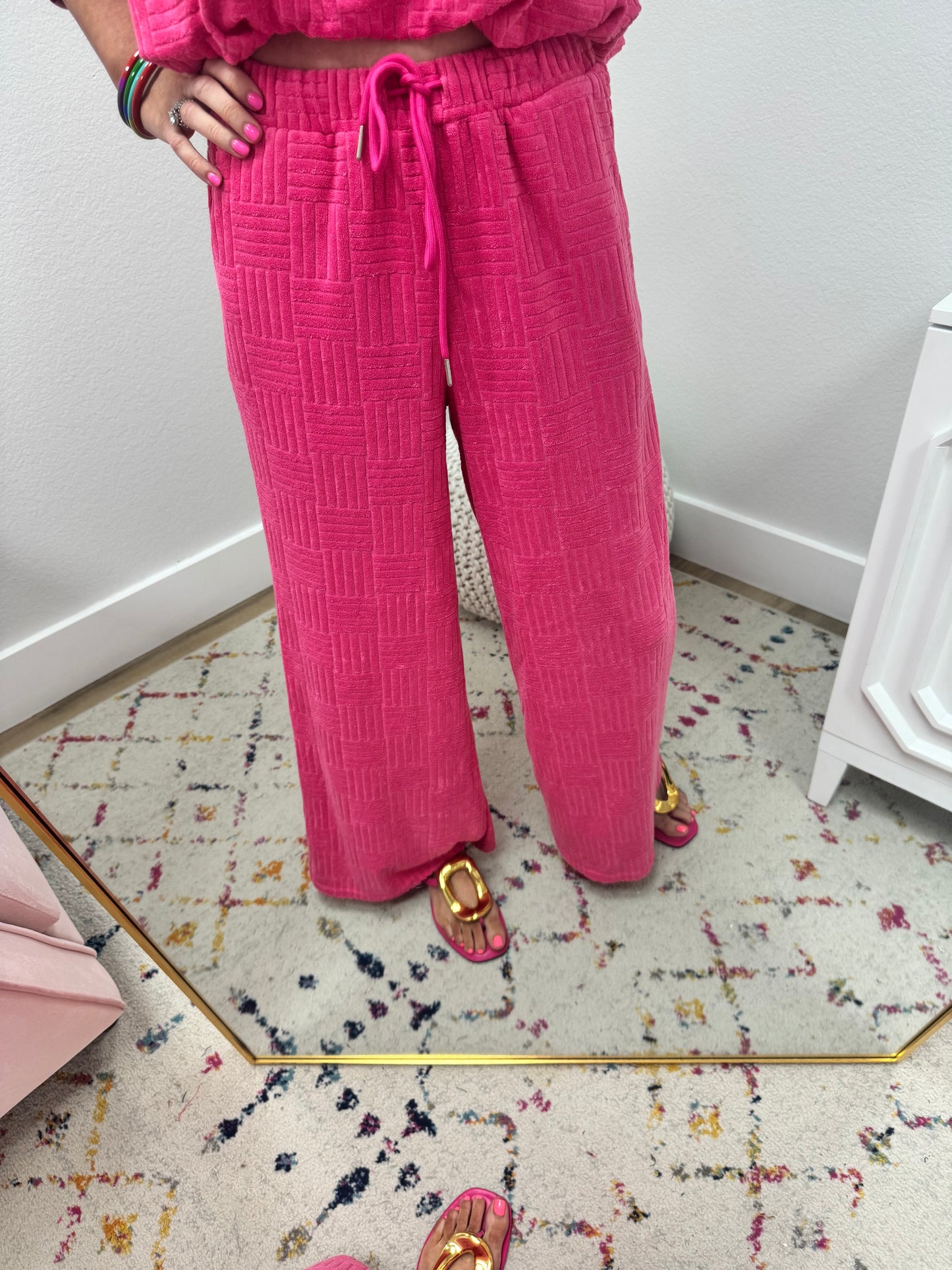 Pink Textured French Terry Two Piece Set FS