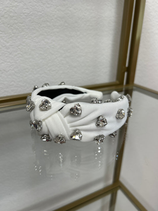 White Crystal Heart Headband