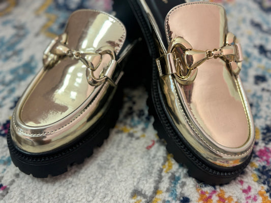 Gold Metallic Slip On Mules