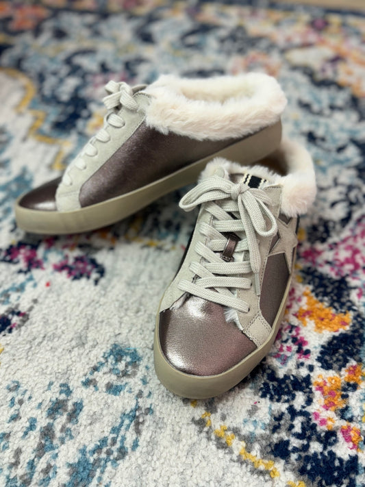 Gunmetal Slip on Sherpa Star Sneakers