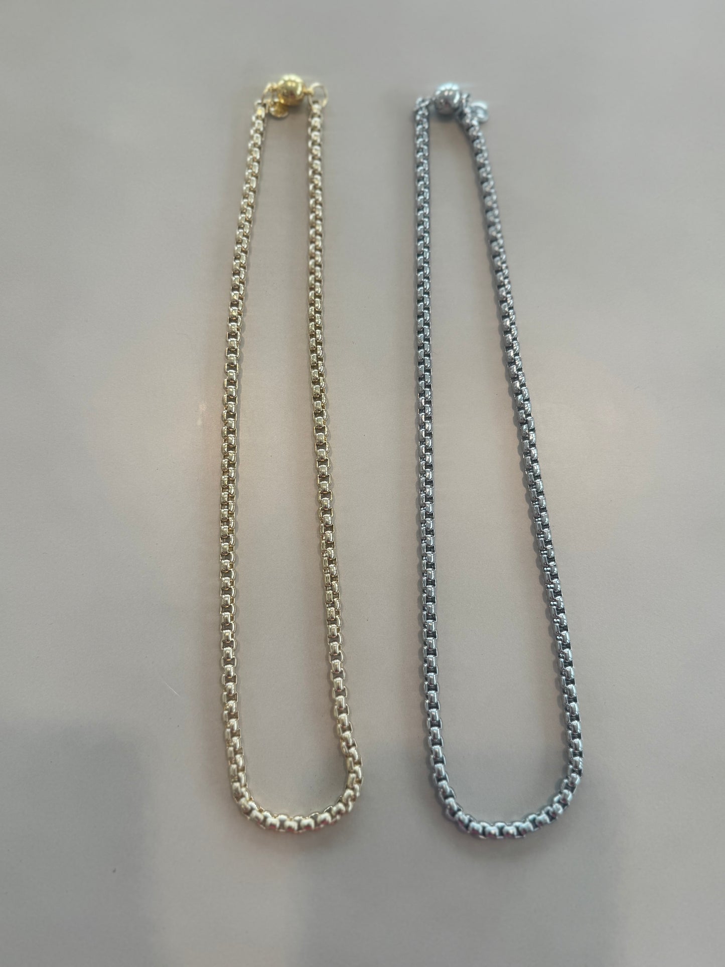 20” Thick Square Chain Magnetic Necklace (Silver and Gold)