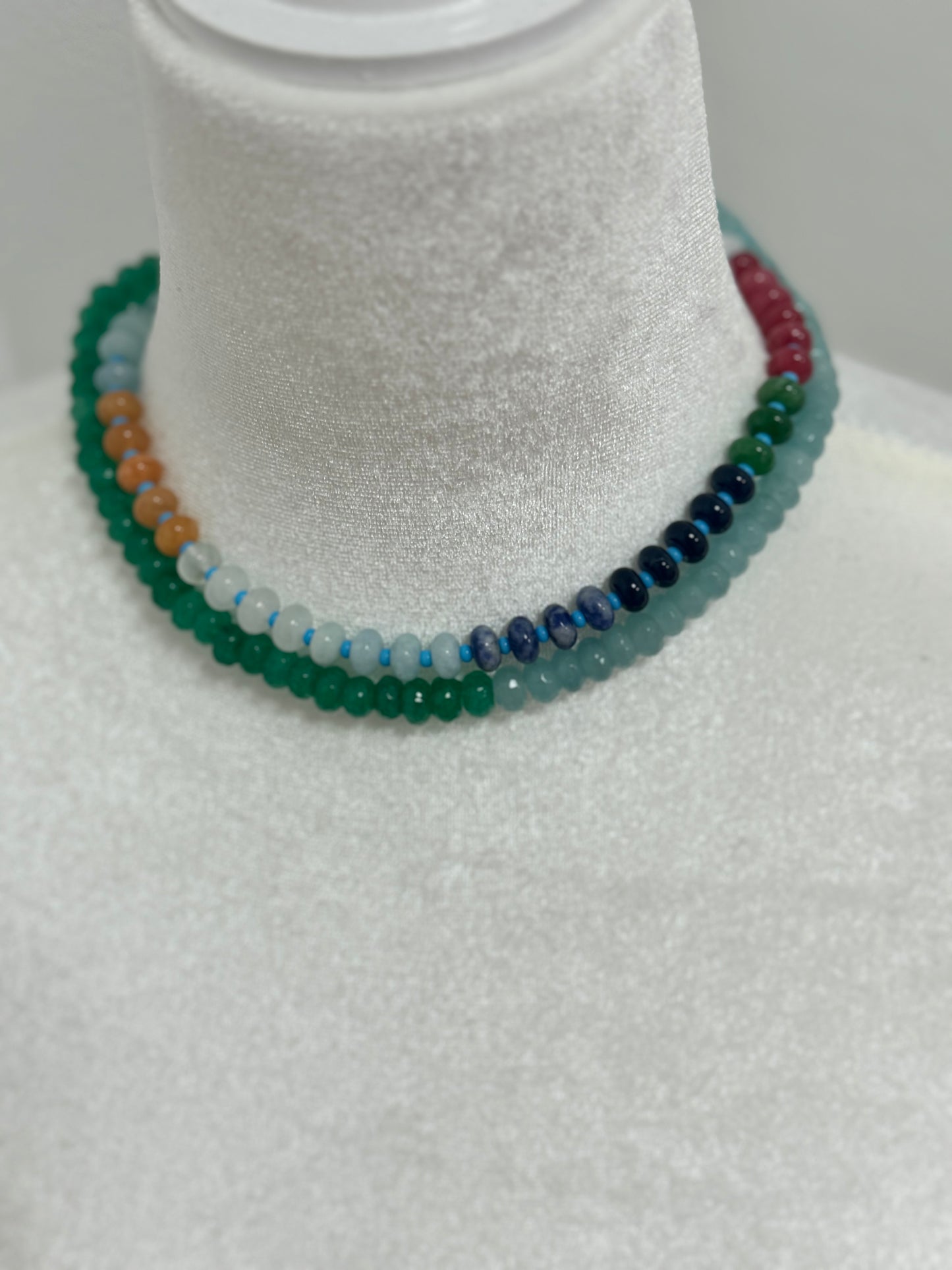 Colored Gemstone Bead Necklace (2 Styles)