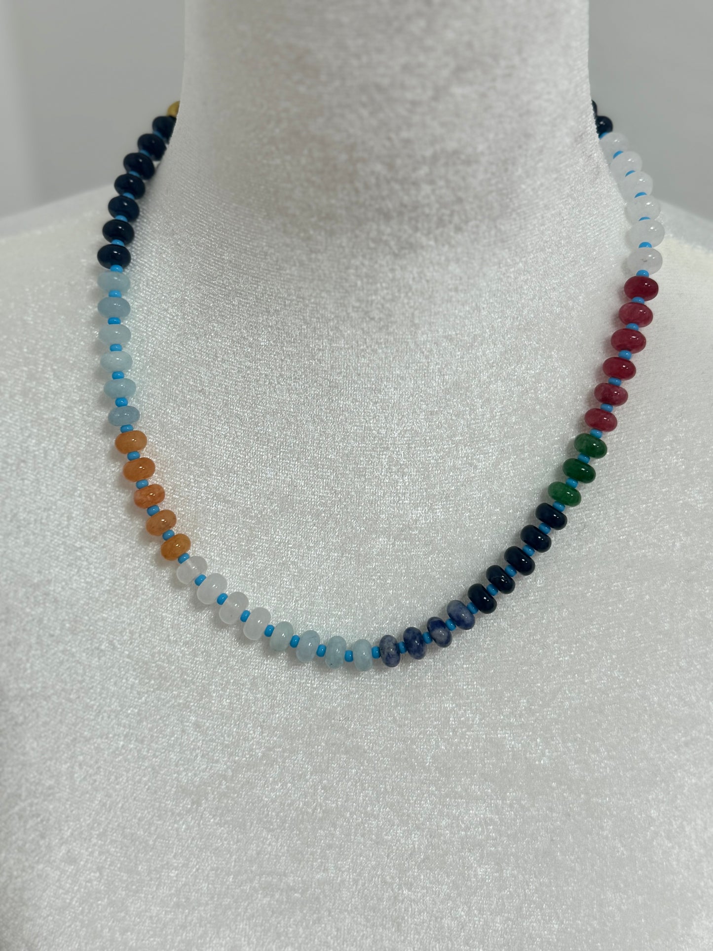 Colored Gemstone Bead Necklace (2 Styles)