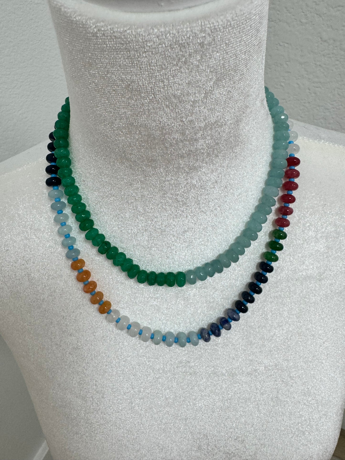 Colored Gemstone Bead Necklace (2 Styles)