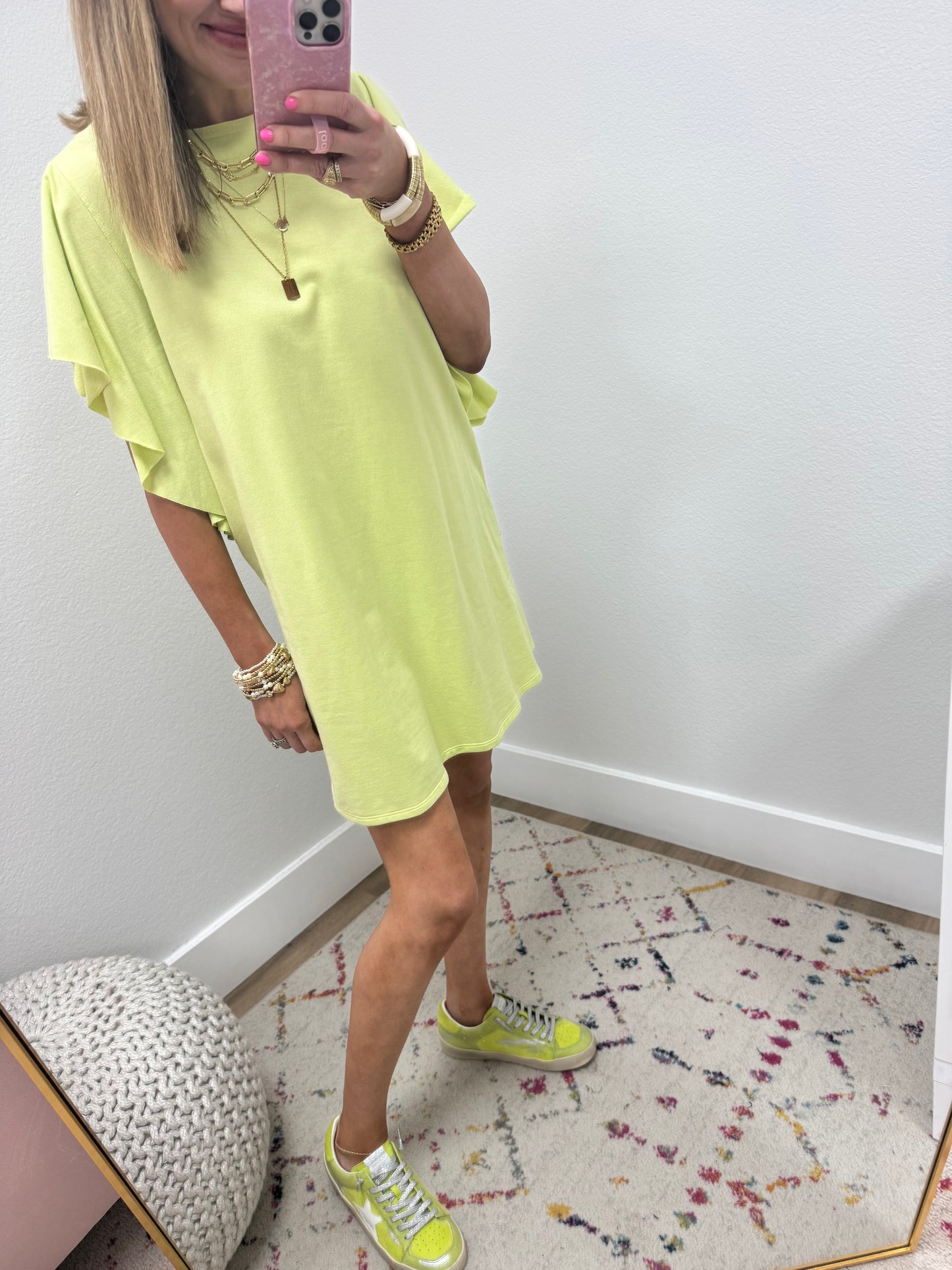 Lime Ruffle Sleeve Dress FS