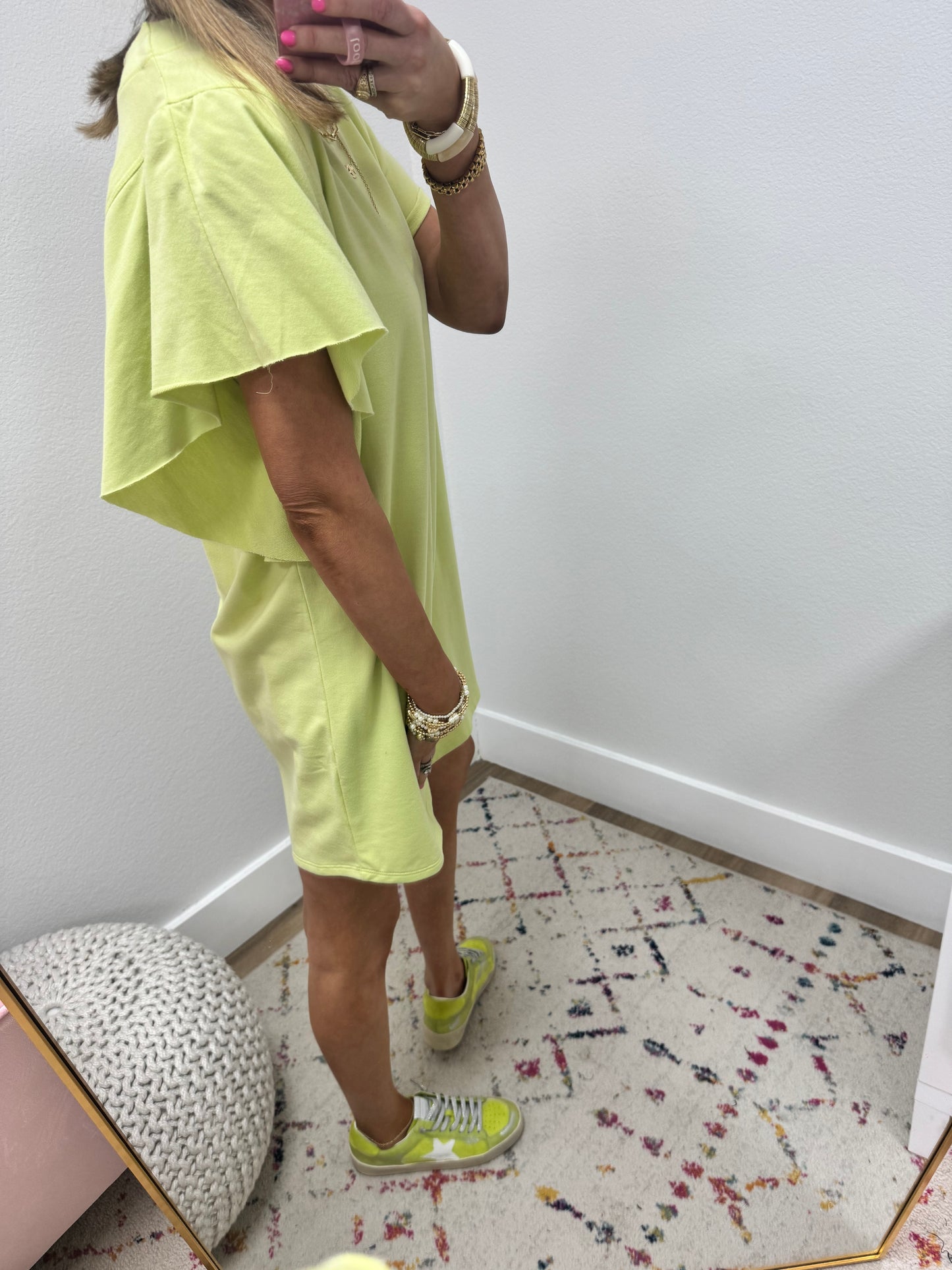 Lime Ruffle Sleeve Dress FS