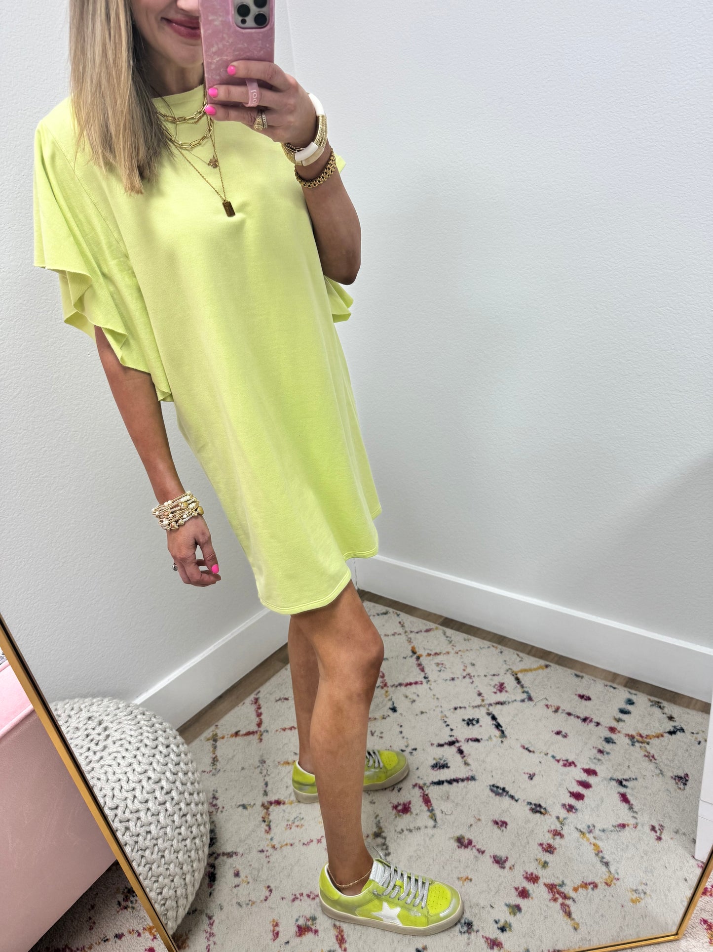 Lime Ruffle Sleeve Dress FS