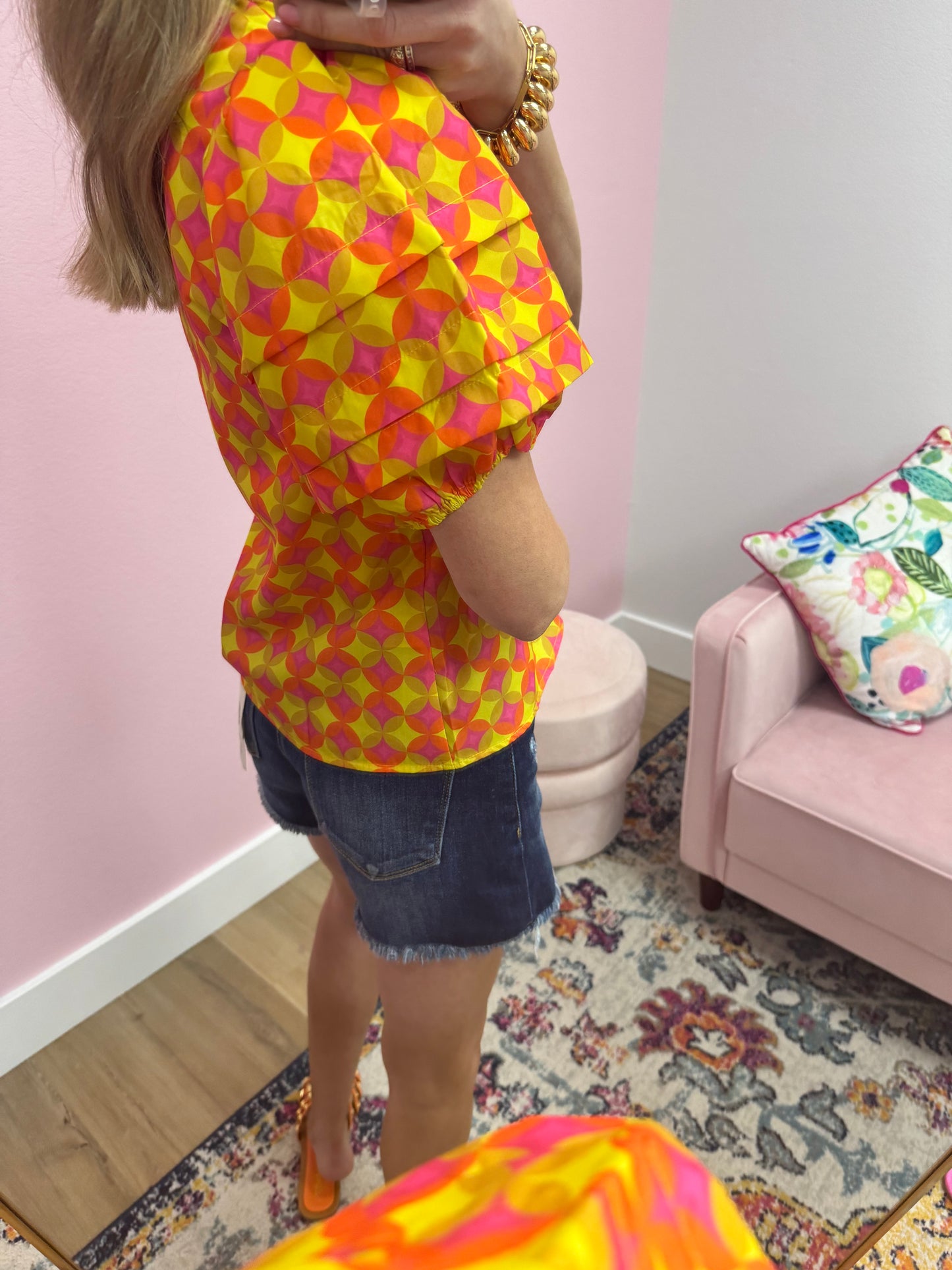 THML Pink Orange and Yellow Pattern Top FS