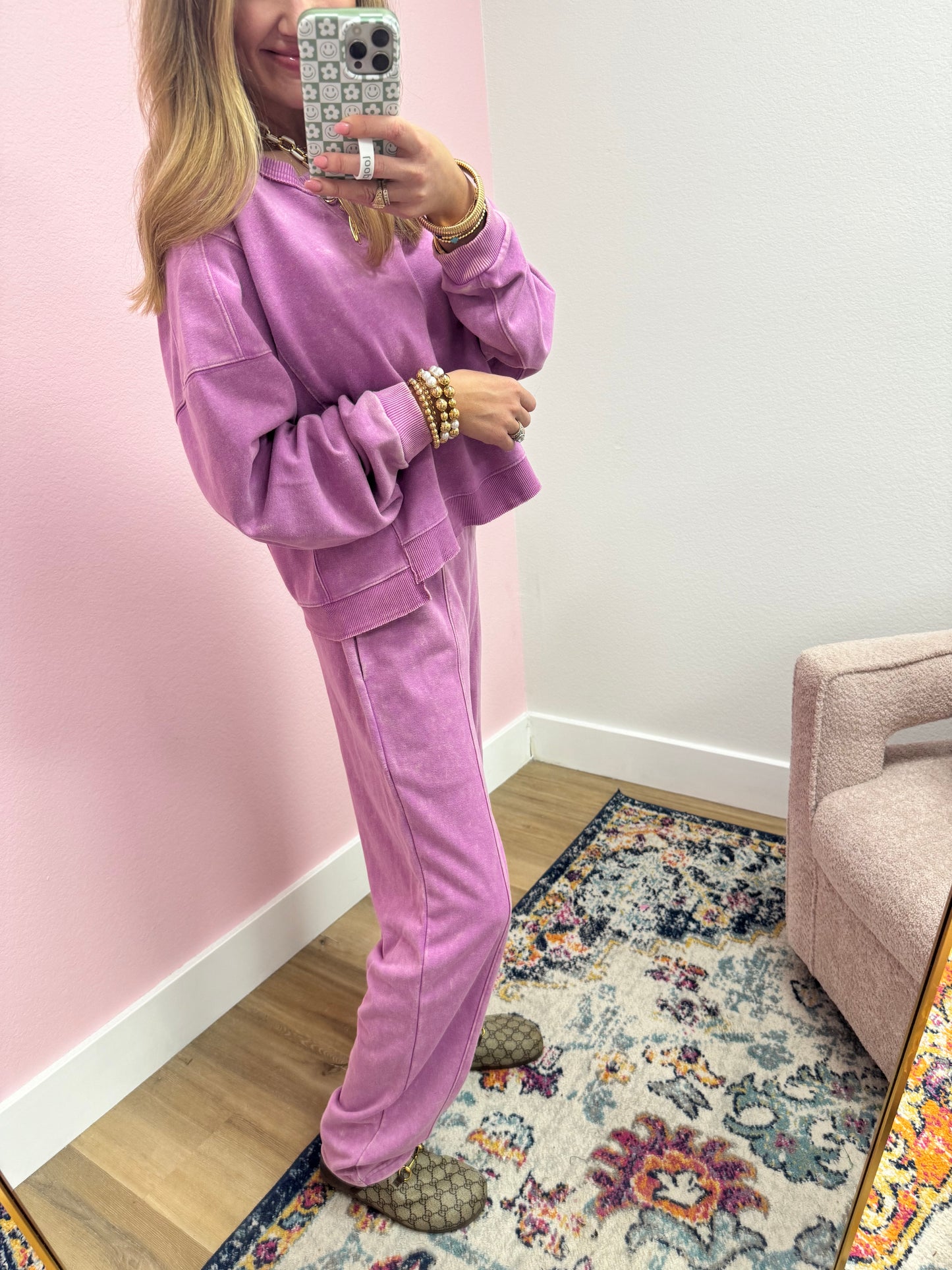 Lilac Washed Two Piece Pant Set