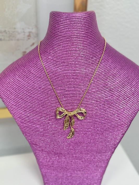 Skinny Chain Gold Bow Necklace FS