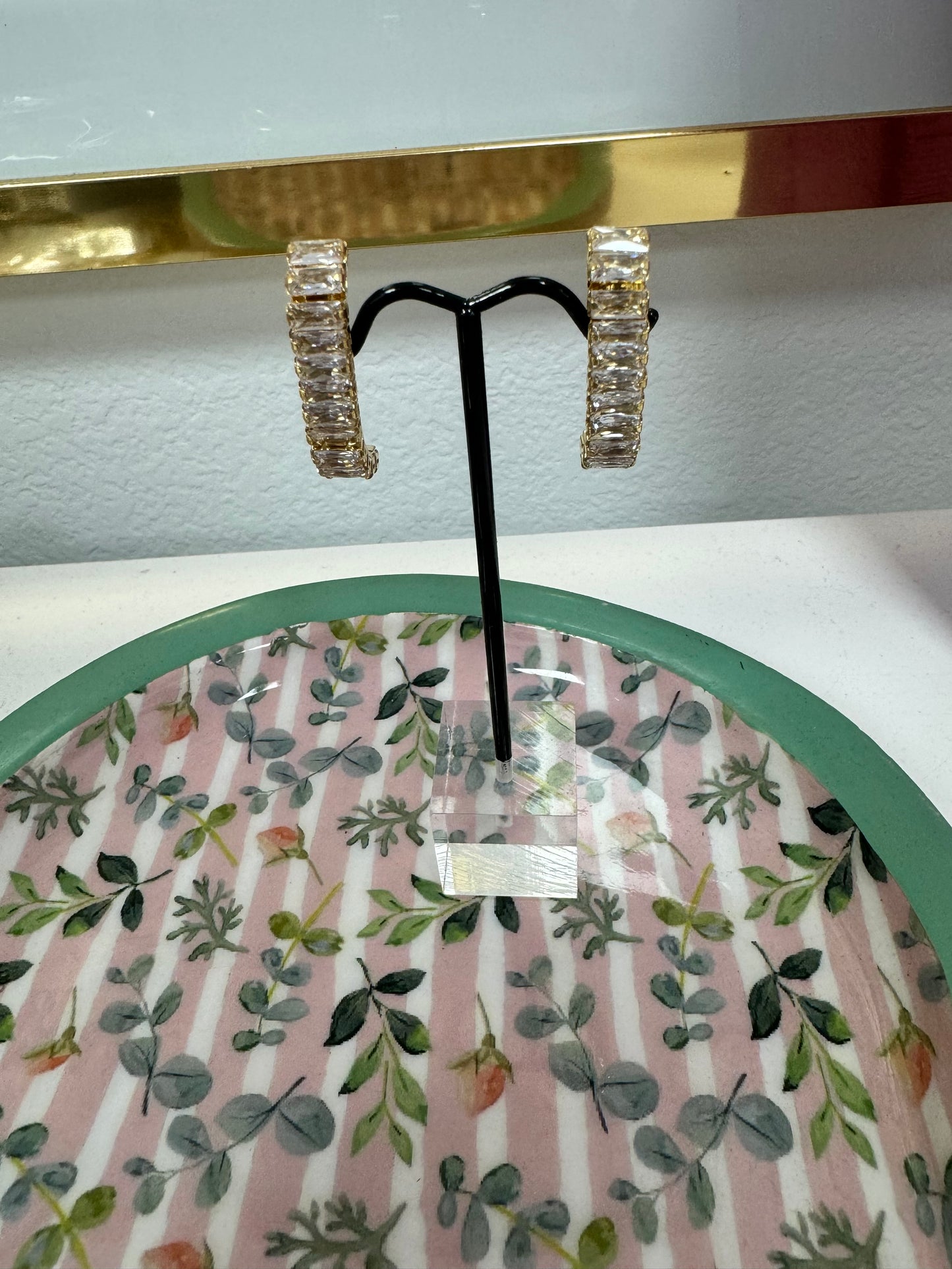 Diamond Straight Huggie Earrings FS