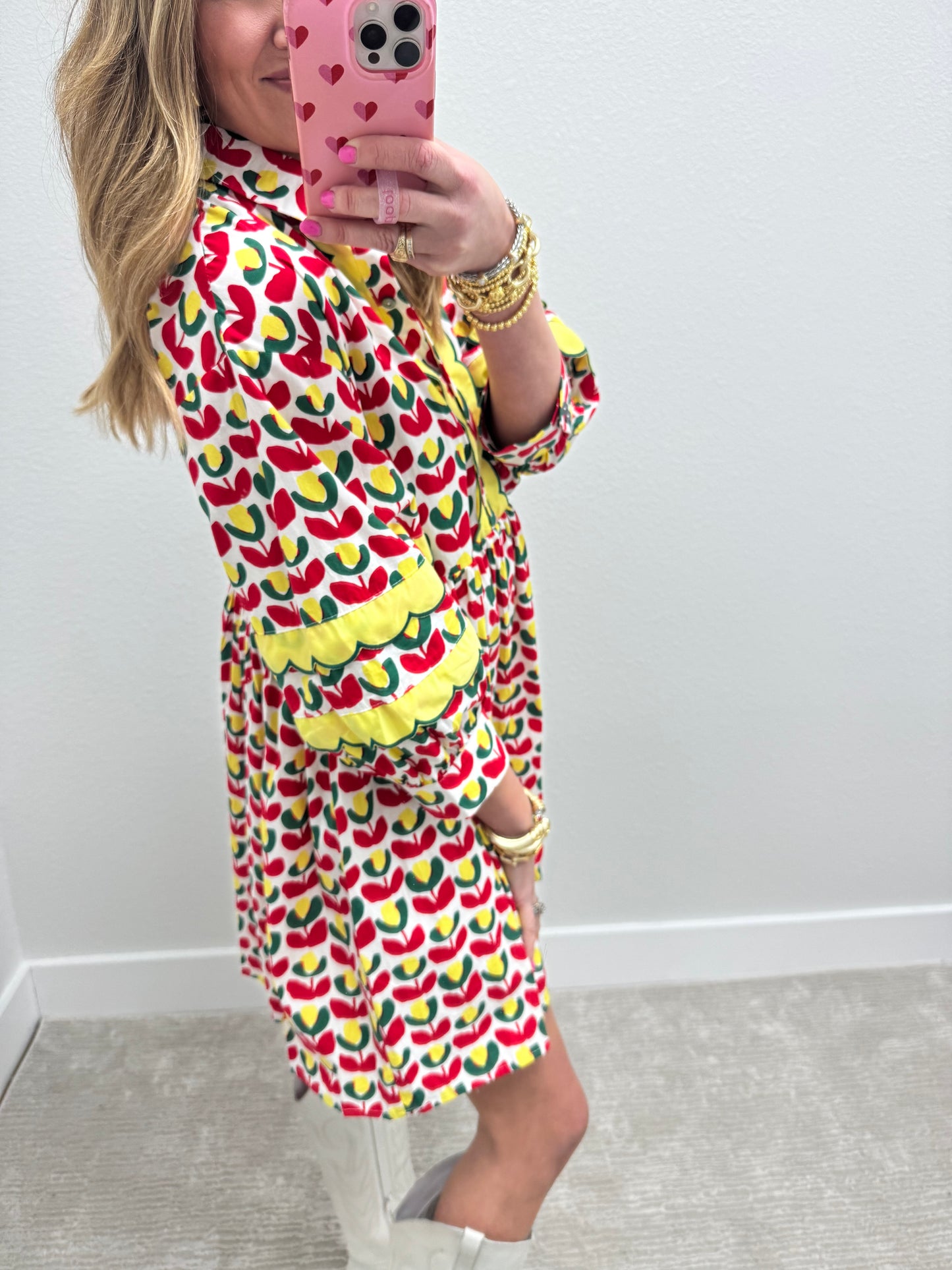 Red Green and Yellow Printed Dress