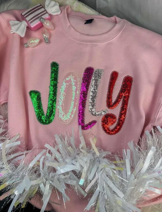 Pink Sequin Jolly Sweatshirt