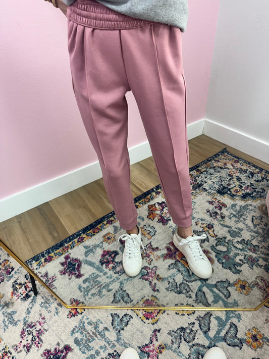 Rose Scuba Front Seam Jogger Pants