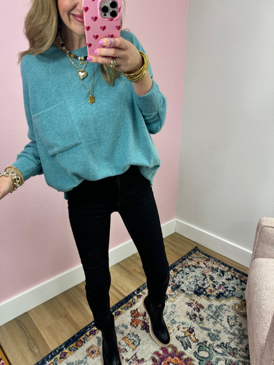 Dusty Teal Melange Long Sleeve