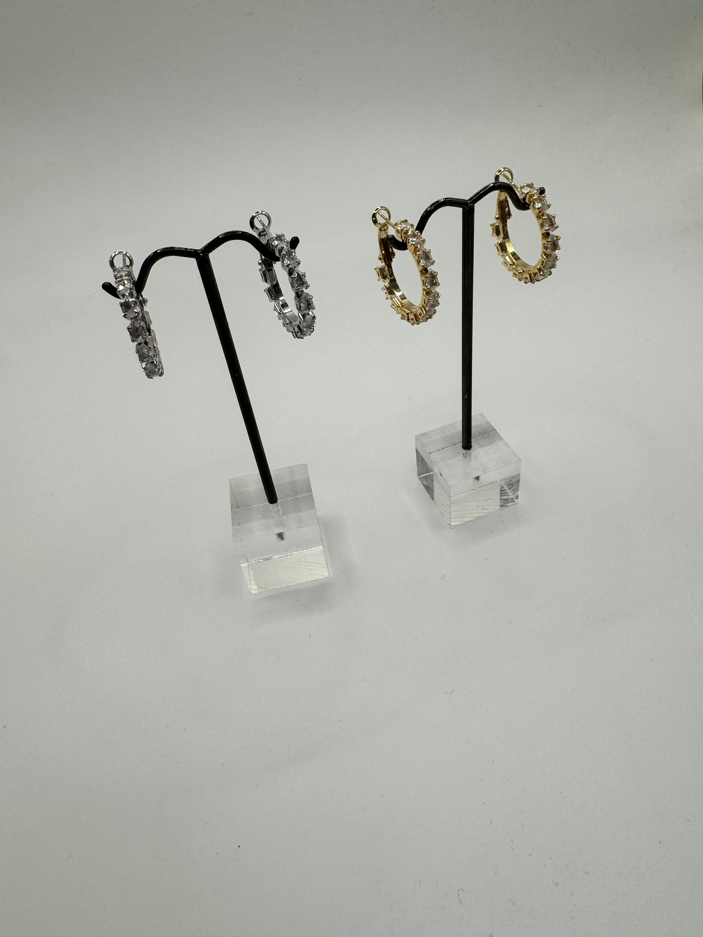 Oblong Diamond Hoops (silver and gold)
