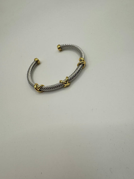 Silver and Gold Triple X Bracelet