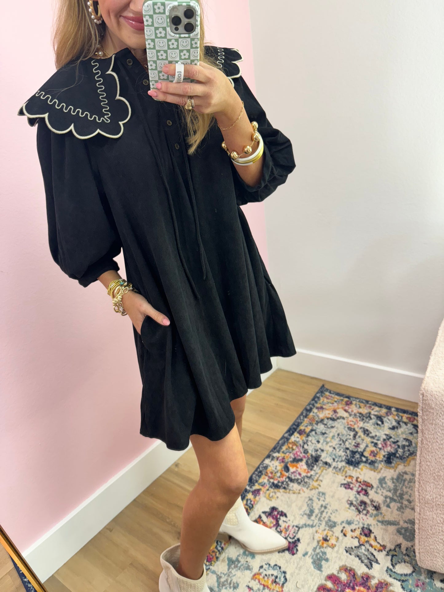 Black Scalloped Peter Pan Collar Dress