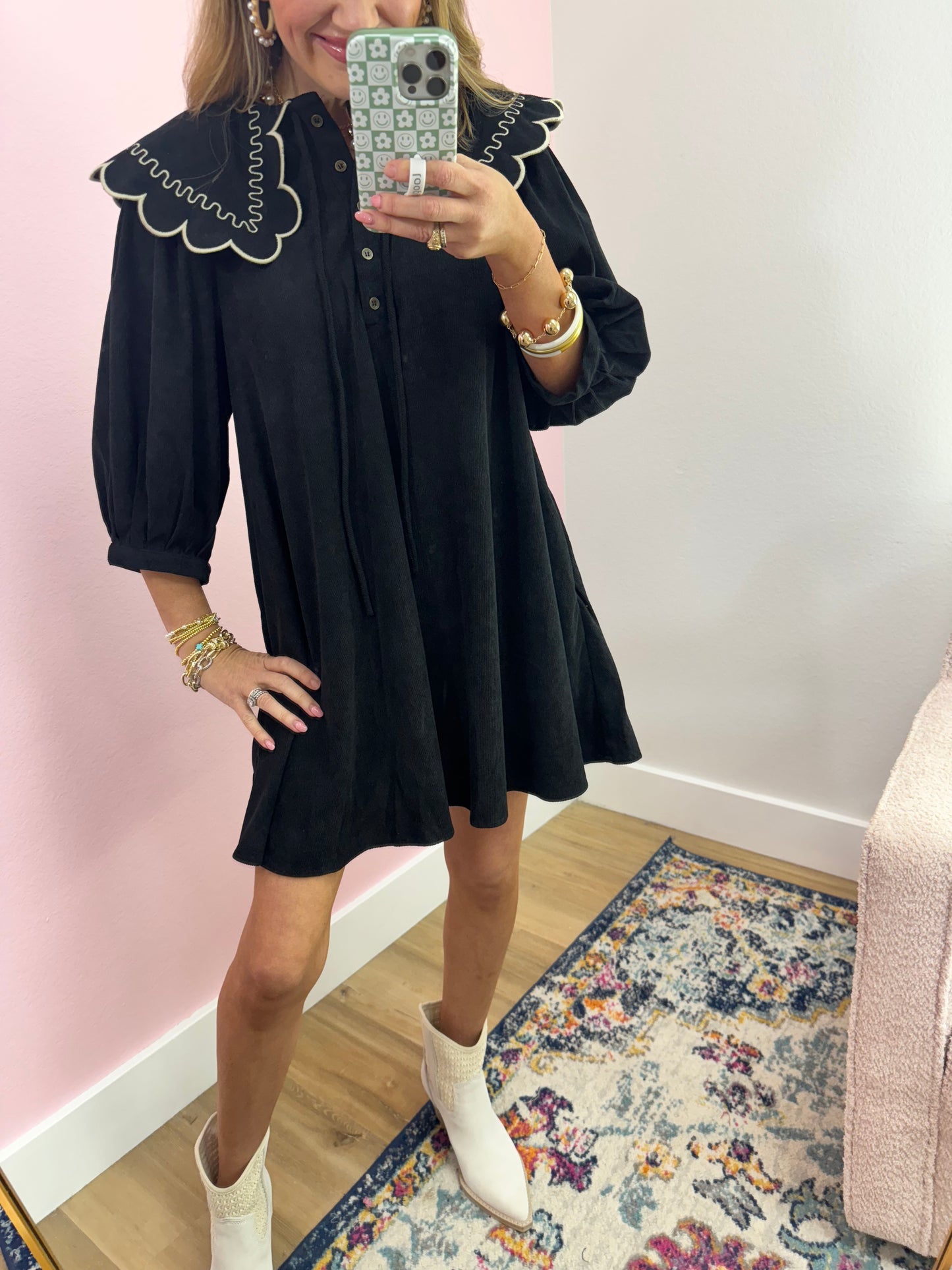 Black Scalloped Peter Pan Collar Dress