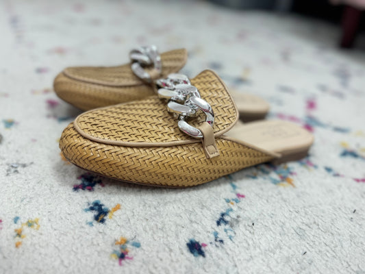 Nude Woven Link Mule