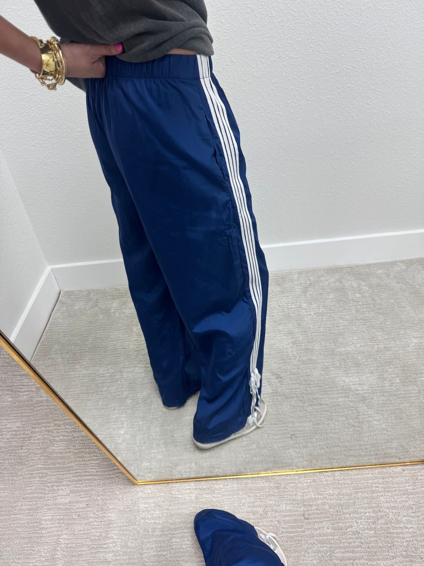 Navy Stripe Tie Bottom Pants