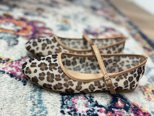 Leopard Mesh Mary Jane Flats