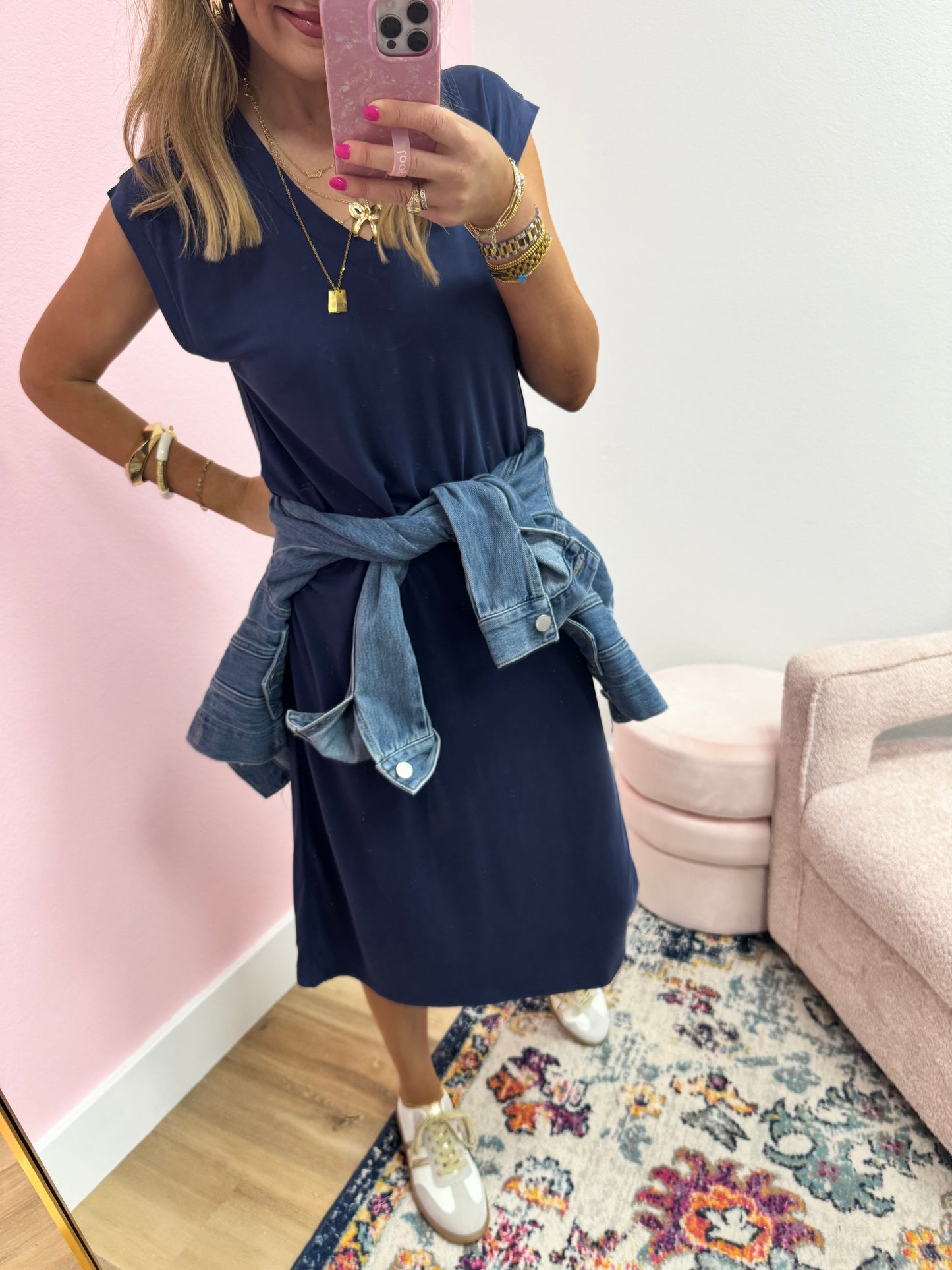 Navy Middy Modal Dress