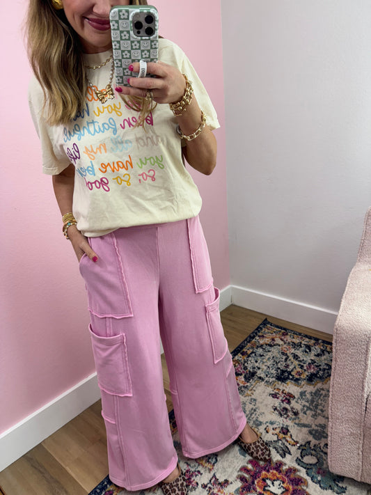 Pink Wide Leg Pants