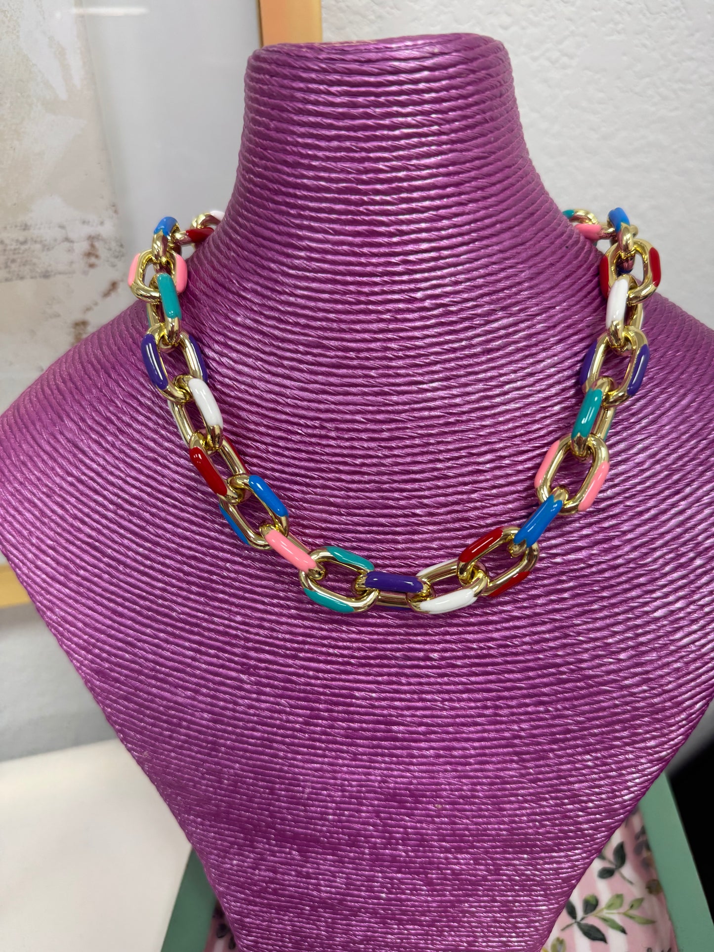 Colored Enamel Magnetic Clasp Necklace (several colors)