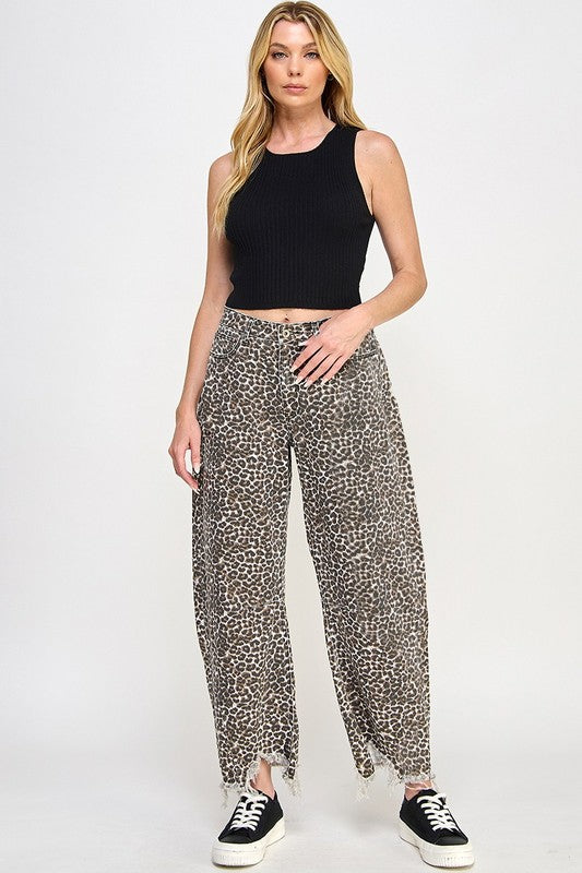 Leopard Barrel Jeans