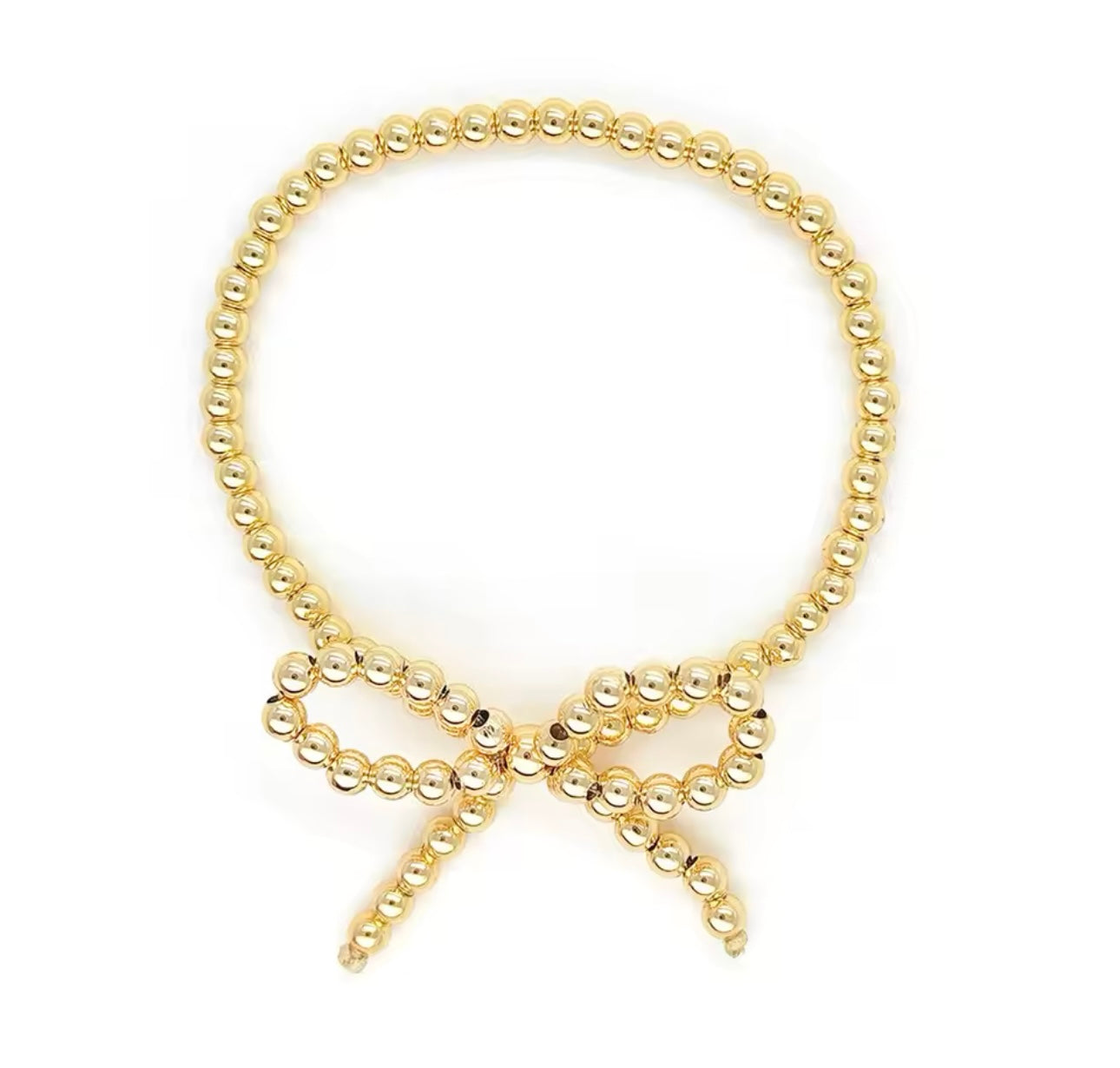 Gold Bead Bow Bracelet (2 sizes)