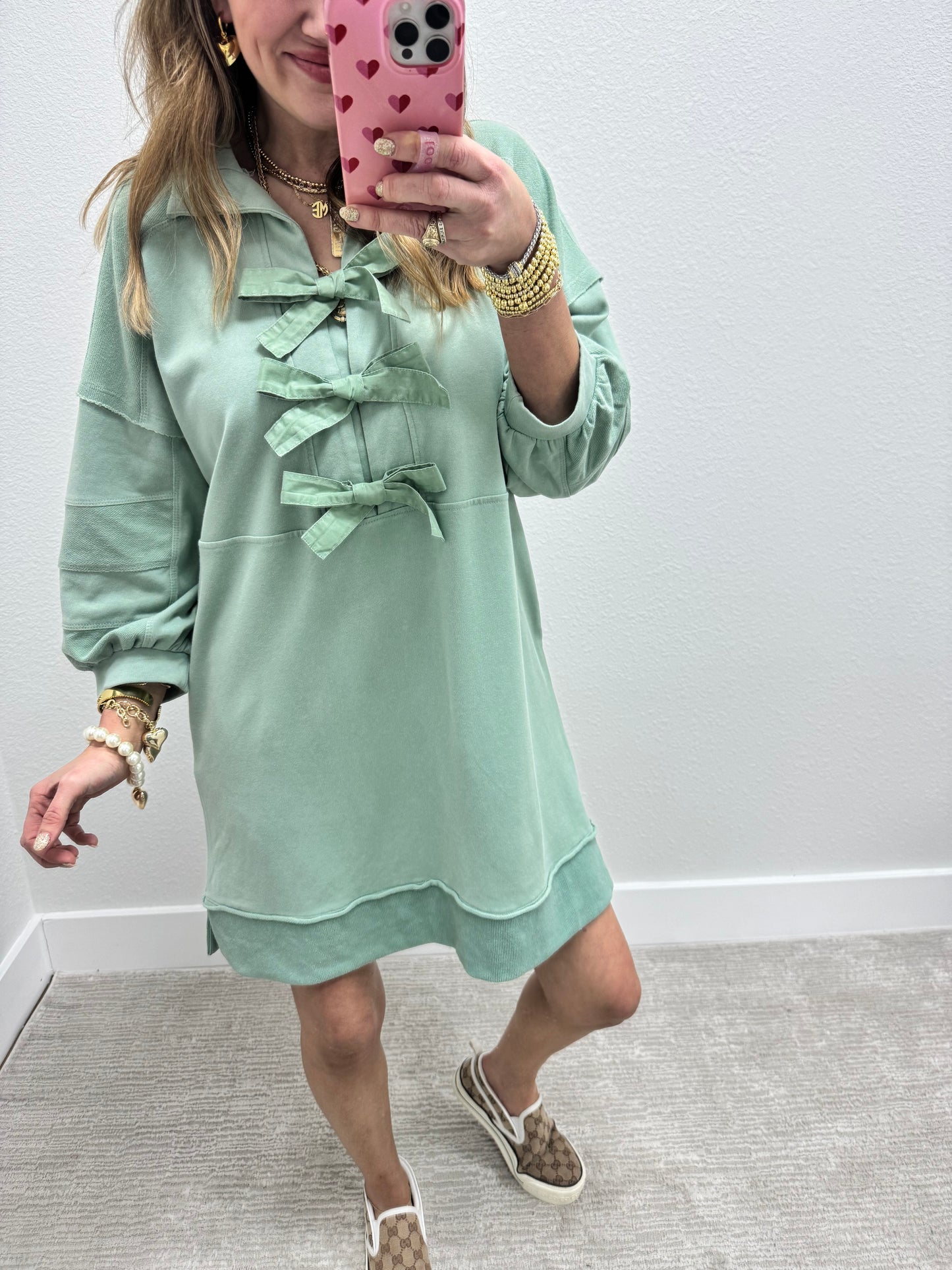 Sage Bow Front Dress